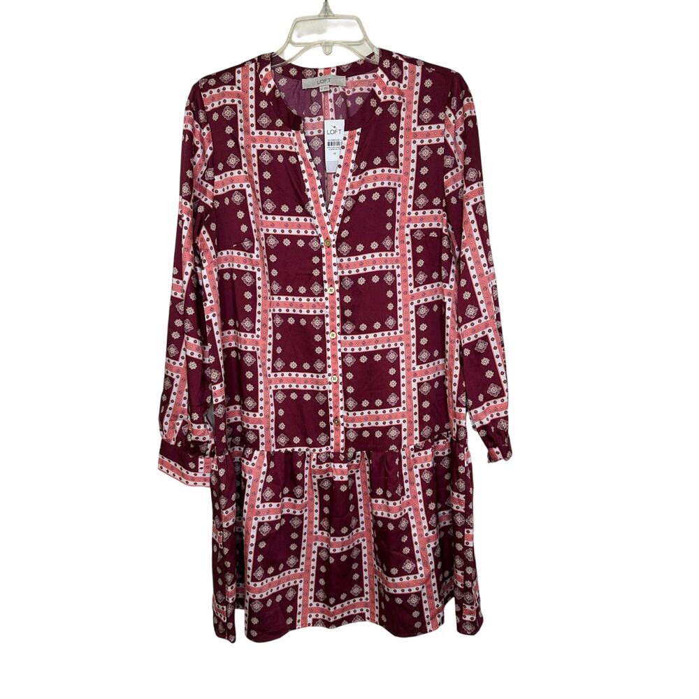 Loft Shirtdress Border Flounce Medium - Picture 2 of 9